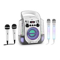 Auna Kara Liquida sivá farba + Dazzl mikrofónová sada, karaoke zariadenie, mikrofón, LED osvetlenie