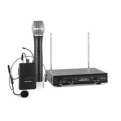 Auna Pro VHF-2-HS, 2-kanálová VHF mikrofónová sada 1 x headset 1 x ručný mikrofón 50m