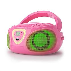 Auna Roadie, boombox, ružový, CD, USB, MP3, FM/AM rádio, bluetooth 2.1, LED farebné efekty