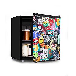 Klarstein Cool Vibe 48+, chladnička, A+, 48 litrov, VividArt Concept, štýl stickerbomb