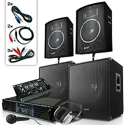 Skytec Bass Mountain USB, DJ PA systém, 2000 W, 4 x reproduktor, zosilňovač, mixážny pult