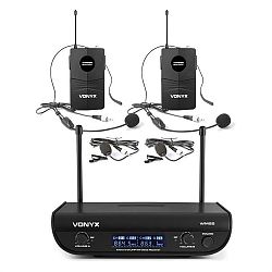 Vonyx WM82B Digital, 2-kanálový systém UHF bezdrôtových mikrofónov, 2 x headset mikrofón, 50 m, kufor